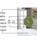 Clear Tempered Glass Lazy Susan Turntable Tray With Aluminum Base And Smooth Steel Bearings showing size dimensions.