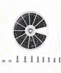 Top Shelf 600 Piece Micro Stainless Steel Screw And Nut Assortment Kit Straight Up with organized screws and nuts in a compact case.
