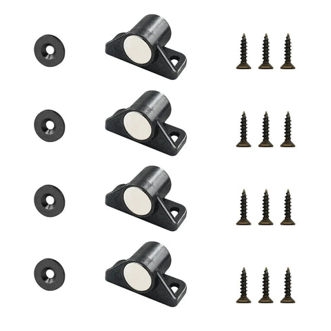 Battle Tested Magnetic Cabinet Door Catch Latch 4 Pack Neodymium Zinc Alloy Gun Metal Premium Plated Rust Proof Kitchen And Bathroom Cabinet Hardware Solution