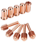 Ten Piece Plasma Cutter Torch Consumables Kit Includes Five Electrodes And Five Nozzle Tips For Pro Grade Metal Cutting