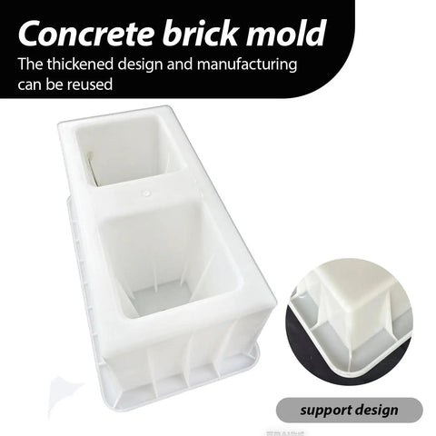 DIY Concrete Brick Molds For Hollow Bricks Reusable Plastic Forms shown in rectangular shape with support design.