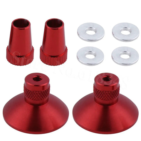 Red umbrella style transmitter gimbal sticks upgrade, black anodized CNC machined ends for RC remote controllers, navy blue set.