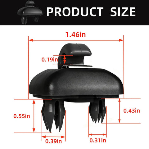 Audi 2 Pack Sun Visor Clips Replacement Upgraded Car Visor Holder Hook Compatible With A1 A3 A4 A5 A6 Q3 Q5 TT S3 S4 S5 ABS Construction Interior Sunscreen Holder showing dimensions