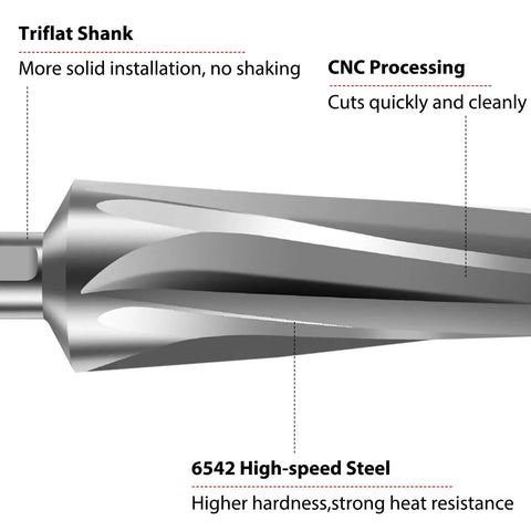 Close-up of 7 Degree Tapered Ball Joint Reamer One And One Half Inch Per Foot High Speed Drill Tool showing triflute design
