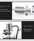 Job Ready Shop Tough Pneumatic Grease Pump Kit For Five Gallon Drums With 13 Foot Explosion Proof Hose And Sixty To One Pressure Ratio Drop In Design For Industrial Machinery, showing exhaust valve and air inlet regulator.