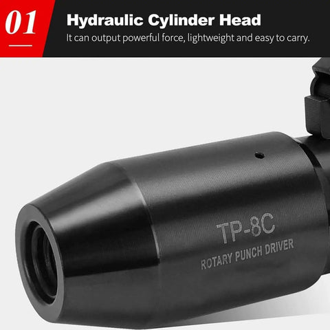 Close-up of hydraulic cylinder head for Hydraulic Knockout Hole Punch Driver Set 22.5mm To 61.5mm For Electrical Conduits And Metal Sheets.