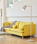 60 Inch Rose Floor Lamp With Gold Accents In Line Foot Switch Pink Contemporary Industrial Design Dope Statement Piece For Living Room