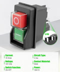 Pushbutton Electromagnetic Switch for Garden Tools and Beefy Heavy Duty Machines, 120V 5PIN Replacement Safety Start Switch