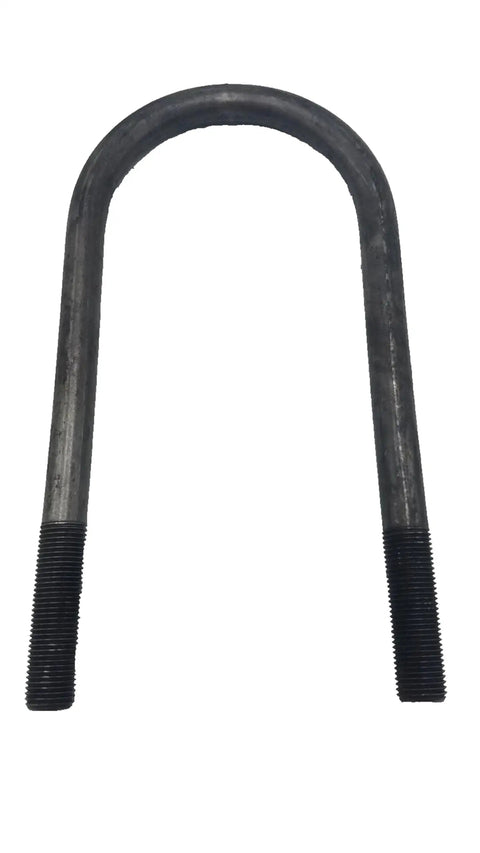 Heavy Duty 8K Trailer Axle U Bolt Kit For Three And A Half Inch Round Tubes With Nine Sixteenth Inch Thread And Seven Point Eight Inch Bolt Length With Nylon Lock Nuts For Eight Thousand Pound Trailers, black steel U-bolt