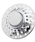 Lightweight Stopper, Bathtub Drain Plug for Various Drain, chrome finish, features multiple holes for water drainage.