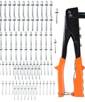 Beefy Manual Rivet Gun Kit With Four Head Sizes for 3/32, 1/8, 5/32, 3/16 rivets, includes 100 rivets for metal, plastic, and leather projects.