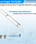 Premium Stainless Steel U Channel Magnetic Strip For Swing Glass Shower Doors With Magnetic Latch, Includes Magnet And Screws