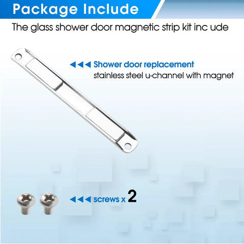 Premium Stainless Steel U Channel Magnetic Strip For Swing Glass Shower Doors With Magnetic Latch, Includes Magnet And Screws