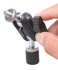 Premium Aluminum Alloy Miniature Ball Head With 1/4 Inch Female To Female Connector Offering 360 Degree Rotation And Super Smooth Swivel designed tough with hand adjusting knob.