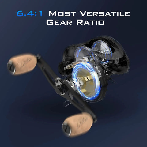 Megatron 200 Baitcasting Reel With Wide Frame And High Capacity Spool 6.4 To 1 Gear Ratio Right Handed Smooth 28.6 Lb Triple Disc Carbon Drag