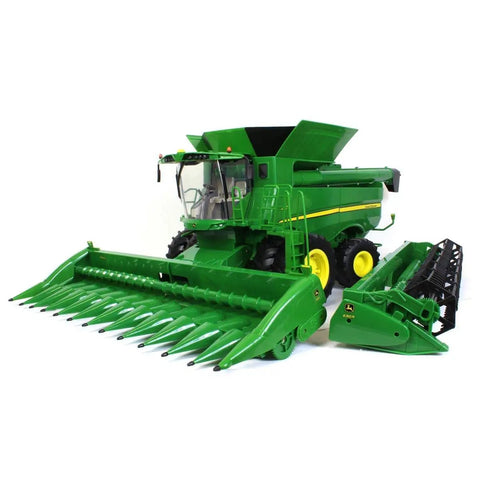 Big Farm S690 1 To 16 Scale Combine With Corn Head And Draper Head Realistic Lights And Sounds Durable Farm Toy For Indoor And Outdoor Play Unload Grain From Tank Through Rotating Auger Ages Three And Up