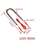 Heavy Duty Stainless Steel Finned Air Heater Delivers Kickin Warmth Waterproof U Shape Tubular Element 220 Volt 800 Watt Heating Core with dimensions.