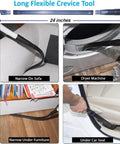 All In One Vacuum Attachments Kit With Universal Hose Adapters flexible crevice tool cleaning under furniture, sofa, and car seat