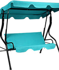 Three Seater Canopy Swing Chair With Cozy Cushioned Seat And Adjustable Removable Canopy For Outdoor Patio Garden Waterproof Steel Frame And Durable Polyester Fabric Turquoise