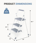 Three Step Ladder With Anti Slip Pedals And Comfortable Handrail Portable Heavy Duty Step Stool dimensions and max weight