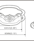 Technical drawing of Vintage Bail Drawer Pull Handle For Furniture Zinc Die Cast Black Finish, showing dimensions.