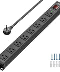 Heavy Duty 8 Outlet Metal Power Strip With 2100J Surge Protector, Wide Spaced Mountable Design, 6 Ft Cord, 15A/1875W