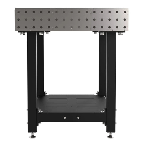 Heavy Duty Welding Fixture Table, 48X30 Inch with adjustable levelers and built-in storage shelf for metal fabrication.