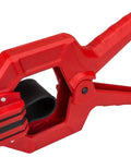 Premium 18 Pack Band Clamps For Edge Clamping Plywood Lamination Cabinet Shelving Steel Bands showing a red plastic clamp tool.