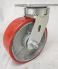 Rock Solid 6X2 Swivel Caster Featuring Kingpinless Polyurethane Wheel On Steel Core For Tool Boxes And Gear Carts 1200 Lbs Weight Rating Easy Glide Red Design No Fuss Setup side view with metal plate