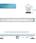 Dimensions of 24 inch Linear Shower Drain With Tile Insert 2 In 1 Panel Brushed 304 Stainless Steel Floor Drain Hair Strainer And Adjustable Feet No Rust Go To Fast Drainage Modern Shower Upgrade Built To Last.