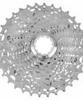 XT 10-Speed Bicycle Cassette 11-34T for Smooth Shifting, Dyna-Sys Ready, silver finish, seven-arm spider design with alloy lockring.