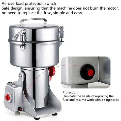 Fully Automatic 2000G Electric Grain Mill Grinder Swing Type Pulverizer with air overload protection switch
