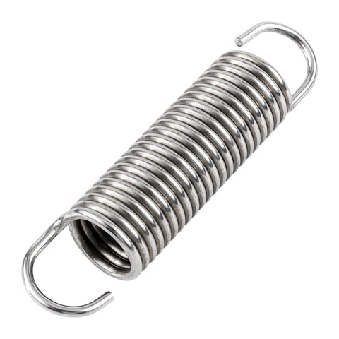 Stainless steel furniture tension spring, single 3-inch length with hooked ends (close-up view)