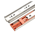 Close-up of Three Section Stainless Steel Drawer Slides With Damping Buffer For Quiet Smooth Open And Close Heavy Duty Bottom Slide Rail