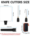 Diagram of knife cutters size for 3 In 1 Foam Cutter Kit With Hot Wire Knife And Bow Cutter Pen For Styrofoam And Foam Board Projects
