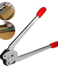 Top Shelf Heavy Duty Manual Strapping Tool For Plastic Strap Crushes Heavy Lifting Tasks Without A Sweat Built In Tensioner Sealer And Cutter For Half To Three Quarter Inch Bands on a box