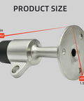 Heavy Duty Zinc Alloy Door Stopper With Hanging Hook, shown in size 3.5in by 1.9in, ideal for protecting walls and silencing doors.