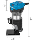 Built Like A Tank Compact Router With Fixed Plunge And Tilt Bases, 1.25 HP Workhorse Woodworking Tool featuring an aluminum chassis and 2.5in base.
