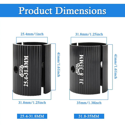 Lightweight Aluminum Alloy Bike Handlebar Shim Conversion Spacer 25.4mm To 31.8mm For MTB Cycling Black CNC Machined