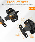Heavy Duty Metal Spring Align And Lock Connectors For Dining Tables Four Piece Kit With All Required Screws dimensions shown