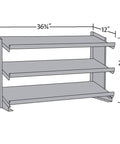Diagram of Garage Ready Heavy Duty Three Shelf Work Bench Storage Rack With Angled Shelves For Plastic Bins, 36 And Three Quarters Inches Wide
