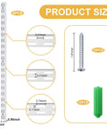 Diagram showing dimensions of Four Pack 25 Inch Adjustable Closet Track Shelving System Rails with screws and anchors.