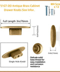 12 Pack 3 Inch Large Oval Antique Brass Cabinet Drawer Pulls For Dresser Cupboard Wardrobe With Single Hole Mount dimensions