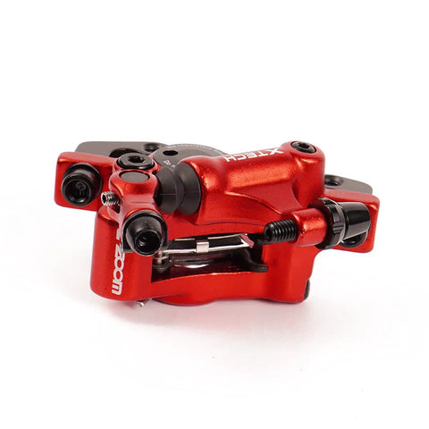 Red Ride-Ready Front Line-Pull Hydraulic Disc Brake Kit for Mountain Bikes, Road Bikes, BMX and Fixie, caliper detail