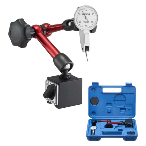 Dial Test Indicator With Universal Magnetic Base And Storage Case 0.0005 Inch Accuracy 0 To 0.03 Inch Travel Micro Ball Handle