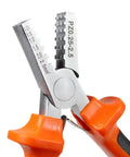 Get your hands on this bad boy of a crimping tool, high carbon steel with orange PVC grips, perfect for voice and data cables.