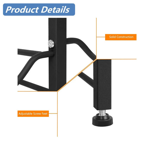 Close-up of 5 Gallon Water Bottle Holder With Three Tiers Black Double Row Built Tough showing adjustable screw feet and solid construction.