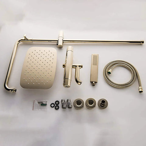 UBNMIUBV Shower Head -Pe Rain Shower System Thermosshower Combo Set Wall Mounted Gold Bathroom components layout on a white background.