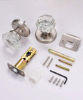 Crystal Glass Interior Door Knobs With Privacy Lock For Bathroom And Bedroom, Satin Nickel Finish, Easy Install, Privacy Function