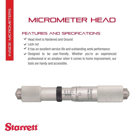 Heavy Duty Micrometer Head With Lock Nut For Inside Micrometers 823C 823D 823E Hardened And Ground Head And Anvil 0.001 Inch